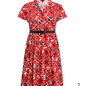 Torrid Retro Chic Red Polka Dot Pinup Tattoo  Print Poplin Shirt dress, size 24